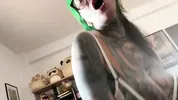 Gothslut has Intense fuck while wearing white lingerie and glasses