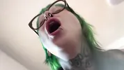 Gothslut has Intense fuck while wearing white lingerie and glasses