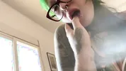 Gothslut has Intense fuck while wearing white lingerie and glasses
