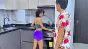 My stepsister cath me masturbating with his butt (no audio)