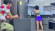 My stepsister cath me masturbating with his butt (no audio)