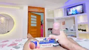 While she's at the gym I wait for her in her room with my hard cock Jenifer play