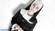 Busty blasphemous nun gets fucked and with a titjob she gets covered cum