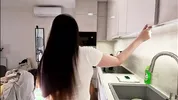 Big tits big ass all natural beautiful college girl in a see through white dress flashes her long legs and panties