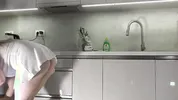 Big tits big ass all natural beautiful college girl in a see through white dress flashes her long legs and panties