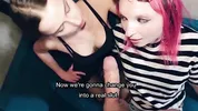 Feminization Sissification Sissy threesome training blowjob