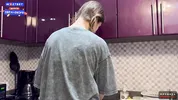 The flatmate-girl doesn't mind periodic fucking in the kitchen and get cum in her mouth and pigtails
