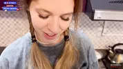 The flatmate-girl doesn't mind periodic fucking in the kitchen and get cum in her mouth and pigtails