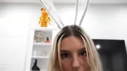 Slutty Teen Easter Bunny and Earns a MASSIVE FACIAL!!!