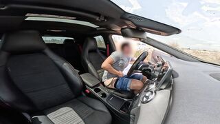 An unknown girl caught me jerking off in the car and helps me finish cumming