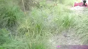 German blonde gets fucked hard in the ass in the forest