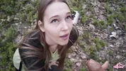 Sexy nymphomaniac in the forest made me cum in her mouth