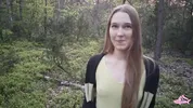 Sexy nymphomaniac in the forest made me cum in her mouth