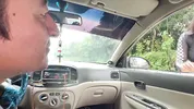 Old taxi driver fucks busty stepmother MILF outdoors