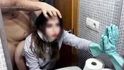 Stepdad fucks me in the bathroom while I was cleaning