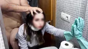 Stepdad fucks me in the bathroom while I was cleaning