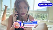 -yeah, honey, I'm at a friend's house. A cheating wife talking with husband with a dick in her mouth