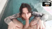 Nikky Gives a Blowjob by the Pool and Takes a Cock in Her Tight Wet Pussy