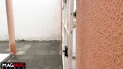 After the glass of water he got a blowjob from the naughty redhead