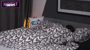 Step mom surprised of cum inside! Step son find blindfolded step mother and fuck hard in share bed