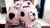 humping stepbrother's cock with my big Ass in pink pajamas, he turned on and fucked me until he cum