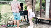 Hot summer BBQ - Maya gets her first threesome on the nature