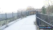 Horny jogger needs help warming up
