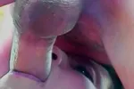 Young brunette loves to suck a big cock outdoors