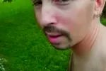 Young brunette loves to suck a big cock outdoors