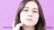 Cute Teen Brunette goes to interview & cums HARD