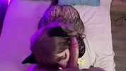 Sexy chick in beautiful lingerie sucks big dick