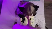 Sexy chick in beautiful lingerie sucks big dick