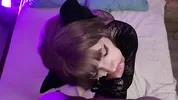 Sexy chick in beautiful lingerie sucks big dick