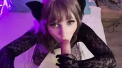 Sexy chick in beautiful lingerie sucks big dick