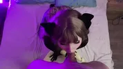 Sexy chick in beautiful lingerie sucks big dick