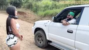 Big-assed Colombian needs hydration and her neighbor fills her mouth with semen - DanielaAndrea
