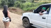 Big-assed Colombian needs hydration and her neighbor fills her mouth with semen - DanielaAndrea
