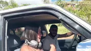 Big-assed Colombian needs hydration and her neighbor fills her mouth with semen - DanielaAndrea