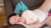 Pussy prank ended swallowing cum. Put her vibrating ,while cute relax