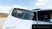 Sexy Hitchhiker Spitroasted By Bi Hunk Couple - Biphoria