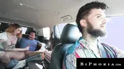 Sexy Hitchhiker Spitroasted By Bi Hunk Couple - Biphoria