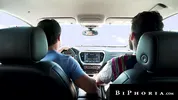 Sexy Hitchhiker Spitroasted By Bi Hunk Couple - Biphoria