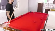 Cuckold shared his girlfriend with a friend on the pool table and did DP!
