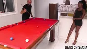Cuckold shared his girlfriend with a friend on the pool table and did DP!