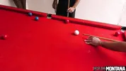Cuckold shared his girlfriend with a friend on the pool table and did DP!