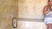 I go to my stepsister's sauna and fuck her hard alone.