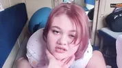 Horny teen get milkywayed on a train trip