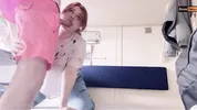 Horny teen get milkywayed on a train trip