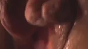 My wife's pussy gets a warm creampie inside. Extremely detailed