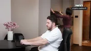Secretary MariMoore deep-throats a cock and has rough sex with her boss while his wife is in the next room
